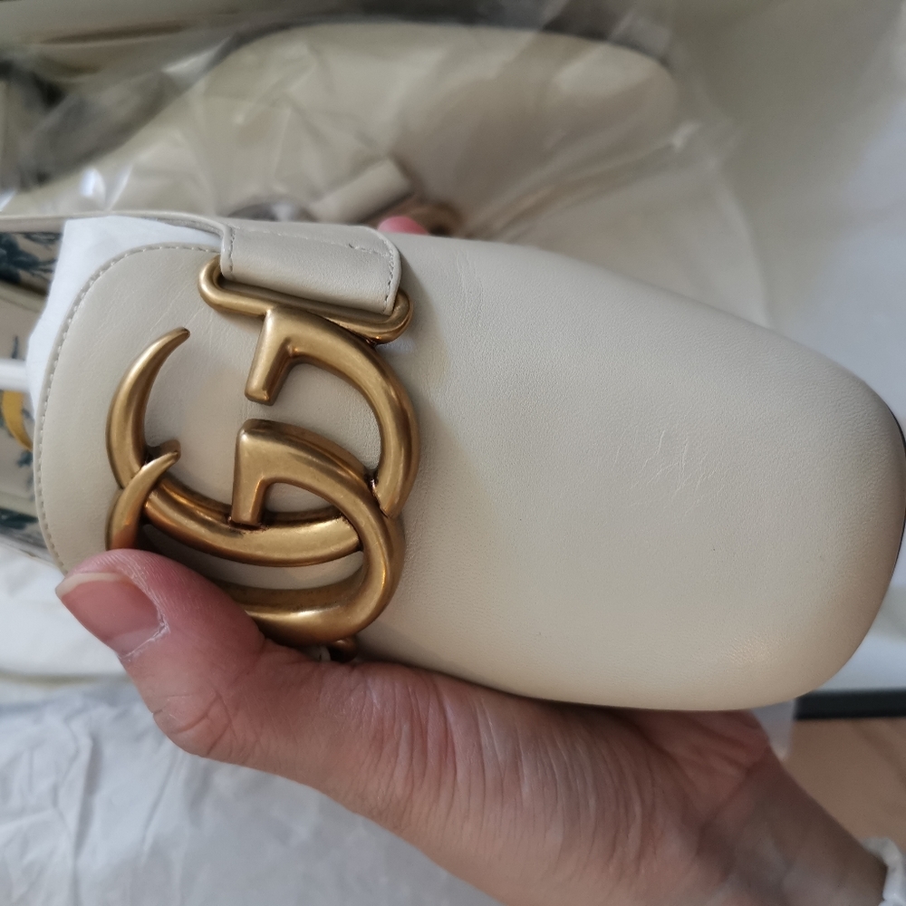 GUCCIMalaga Kid GG Victoire 55mm Loafer Pumps Vintage White size 37 - Picture 4 of 8